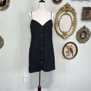 Vintage 90s Susan Roselli for VIJACK Black Mini Dress Jewel Buttons USA Size 12